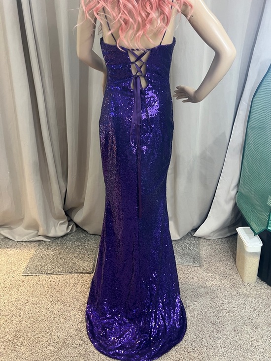 Source Unknown Purple Sequin Spaghetti-Strap Maxi Gown - Picture 5 of 8